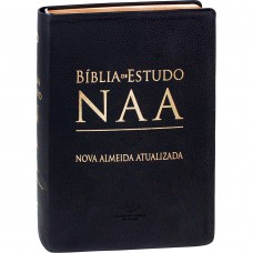 Bíblia Sagrada NAA de Estudo, Letra Regular, com mapa, Capa Couro Legítimo Preta