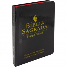 Bíblia Sagrada ARC, Letra Grande, com palavras de Jesus destacadas, com Harpa Cristã, Tamanho Grande, Capa Semi Flexível Preta