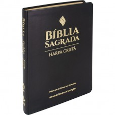 Bíblia Sagrada ARC, Letra Grande, com palavras de Jesus destacadas, com Harpa Cristã, Capa Couro Sintético Preta
