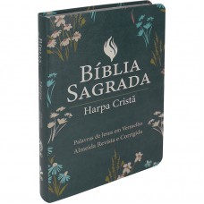 Bíblia Sagrada ARC para Mulher, Letra Grande, com palavras de Jesus destacadas, com Harpa Cristã, Capa Couro Sintético Verde