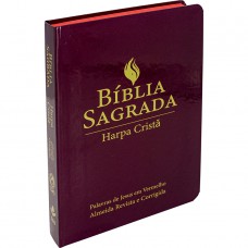 Bíblia Sagrada ARC para Mulher, Letra Grande, com palavras de Jesus destacadas, com Harpa Cristã, com mapa, Tamanho Grande, Capa Semi Flexível Vinho