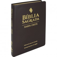 Bíblia Sagrada ARC, Letra Grande, com palavras de Jesus destacadas, com Harpa Cristã, Capa Couro Sintético Marrom