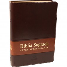 Bíblia Sagrada NAA, Letra Supergigante, com palavras de Jesus destacadas, com índice, Capa Couro Sintético Marrom