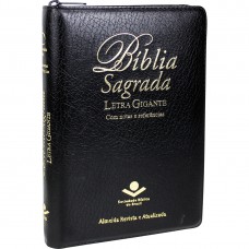 Bíblia Sagrada ARA, Letra Gigante, com índice, com zíper, Capa Couro Sintético Preta
