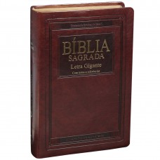Bíblia Sagrada ARA, Letra Gigante, com índice, Capa Couro Sintético Marrom Nobre