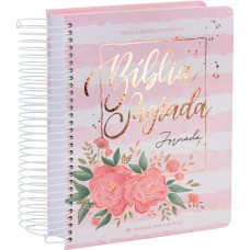 Bíblia Jornada NAA, Letra Regular, com mapa, Capa Espiral Rosa