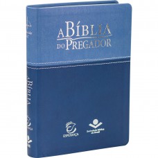 A Bíblia do Pregador ARC, Letra Regular, com palavras de Jesus destacadas, com mapa, Capa Couro Sintético Azul