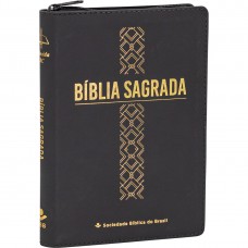 Bíblia Sagrada ARC de Estudo, Letra Grande, com mapa, com zíper, Capa Couro Sintético Preta