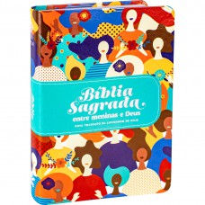 Bíblia Entre Meninas e Deus NTLH, Letra Regular, com mapa, Capa Couro Sintético Ilustrada: Dourada