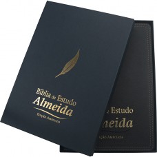 Bíblia Sagrada NAA de Estudo, Letra Regular, com mapa, Tamanho Gigante, Capa Couro Sintético Azul