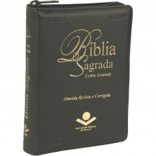 Bíblia Sagrada ARC, Letra Grande, com índice, com zíper, Capa Couro Sintético Preta
