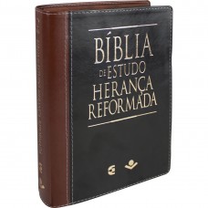 Bíblia de Estudo Herança Reformada - Couro sintético Preto e marrom Bíblia de Estudo Herança Reformada - Couro sintético Preto e marrom