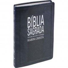 Bíblia Sagrada ARC, Letra Regular, com Harpa Cristã, com mapa, Capa Couro Sintético Azul