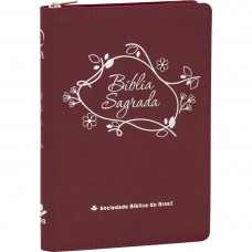 Bíblia Sagrada ARA para Mulher, Letra Grande, com mapa, com zíper, Capa Couro Sintético Vermelha