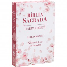 Bíblia Sagrada ARC para Mulher, Letra Gigante, com palavras de Jesus destacadas, com Harpa Cristã, com mapa, Capa Semi Flexível Ilustrada: Branca Cerejeira