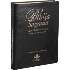 Bíblia Sagrada ARA, Letra Extragigante, com palavras de Jesus destacadas, com mapa, com índice, Capa Couro Sintético Preta
