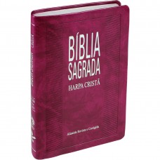 Bíblia Sagrada ARC para Mulher, Letra Regular, com Harpa Cristã, Capa Couro Sintético Ilustrada: Rosa