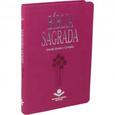 Bíblia Sagrada ARC, Letra Regular, Capa Couro Sintético Rosa