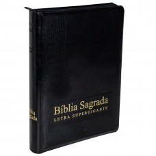 Bíblia Sagrada NAA, Letra Supergigante, com palavras de Jesus destacadas, com índice, com zíper, Capa Couro Sintético Preta