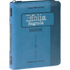 Bíblia Sagrada ARC, Letra Grande, com índice, com zíper, Capa Couro Sintético Azul Bíblia Sagrada ARC, Letra Grande, com índice, com zíper, Capa Couro Sintético Azul