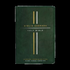 Bíblia Bilíngue ACF/KJV, Português/Inglês, Capa luxo verde, Leitura Perfeita