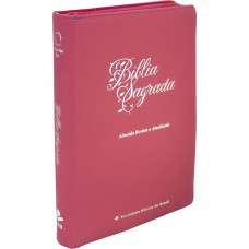 Bíblia Sagrada ARA para Mulher, Letra Gigante, com zíper, Capa Couro Sintético Rosa