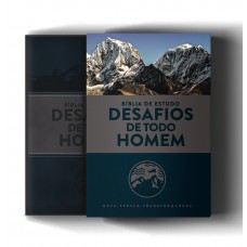 Bíblia de Estudo Desafios de Todo Homem NVT, Letra Regular, Capa Luxo Couro Sintético Azul