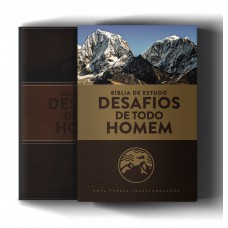 Bíblia de Estudo Desafios de Todo Homem NVT, Letra Regular, Capa Luxo Couro Sintético Marrom