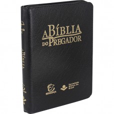 A Bíblia do Pregador ARC, Letra Regular, com palavras de Jesus destacadas, com mapa, com zíper, Capa Couro Sintético Preta