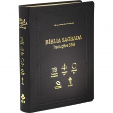 Bíblia Sagrada Traduções SBB — TB / ARC / RA / NAA / NTLH, Letra Regular, com mapa, Capa Couro Sintético Preta