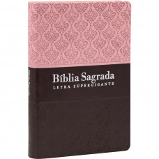 Bíblia Sagrada ARC para Mulher, Letra Supergigante, com palavras de Jesus destacadas, com índice, Capa Couro Sintético Rosa e Marrom