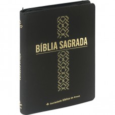 Bíblia Sagrada NAA de Estudo, Letra Grande, com mapa, com zíper, Capa Couro Sintético Preta