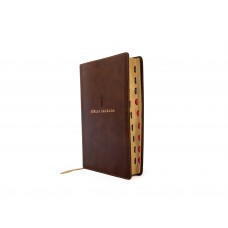 Bíblia NVI, Capa luxo marrom, Letras de Jesus em vermelho, Índice de dedo, Leitura Perfeita