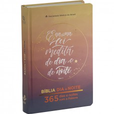 Bíblia Dia e Noite — Devocional 365 Dias NAA, Letra Regular, com mapa, Capa Dura Ilustrada: Terracota Lettering