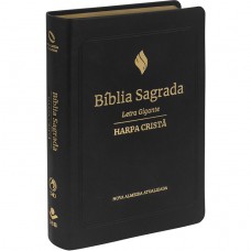 Bíblia Sagrada NAA, Letra Gigante, com palavras de Jesus destacadas, com Harpa Cristã, com mapa, Capa Couro Sintético Preta