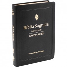 Bíblia Sagrada NAA de Estudo, Letra Grande, com Harpa Cristã, com mapa, Capa Couro Sintético Preta