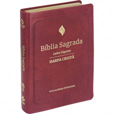 Bíblia Sagrada NAA, Letra Gigante, com palavras de Jesus destacadas, com Harpa Cristã, com mapa, Capa Couro Sintético Vermelha