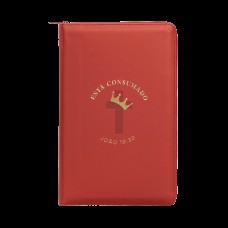 Bíblia NVI com zíper: Está consumado, Capa luxo vermelho com toque emborrachado, Leitura Perfeita