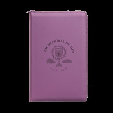 Bíblia NVI com zíper: Em memória de mim, Capa luxo roxo com toque emborrachado, Leitura Perfeita