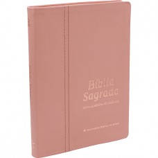 Bíblia Colors Slim NAA, Letra Regular, Capa Couro Legítimo Rosa