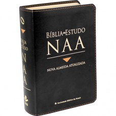 Bíblia Sagrada NAA de Estudo, Letra Regular, com mapa, Tamanho Grande, Capa Couro Sintético Preta