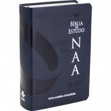 Bíblia Sagrada NAA de Estudo, Letra Regular, com mapa, Tamanho Grande, Capa Couro Sintético Azul