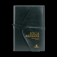 Bíblia ACF, Letra grande, Fonte Leitura Perfeita, Capa luxo artesanal com fechamento em tira Verde