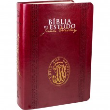 Bíblia Sagrada NAA de Estudo John Wesley, Letra Regular, com mapa, Capa Couro Sintético Vinho