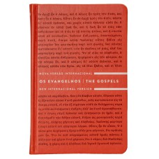 Os Evangelhos Bilíngue NVI e NIV (português e inglês), Letra tradicional, Fonte Leitura Perfeita, com letras de Jesus em azul, Capa dura luxo Laranja