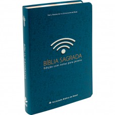 Bíblia Sagrada com Notas para Jovens NTLH, Letra Regular, com mapa, Capa Semi Flexível Ilustrada: Azul-escuro