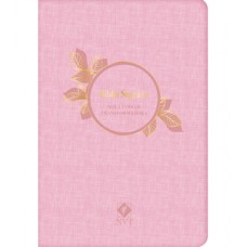Bíblia NVT, Letra Tradicional, com comentários e notas de rodapé, Capa Couro ecológico Rosa