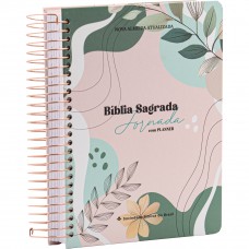 Bíblia Jornada NAA com Planner, Letra Regular, com espaço para anotação, com mapa, Capa Dura Ilustrada: Bege