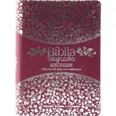 Bíblia Sagrada ARC para Mulher, Letra Gigante, com palavras de Jesus destacadas, com mapa, Tamanho Médio, Capa Couro Sintético Rosa