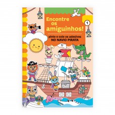Encontre os Amiguinhos! No Navio Pirata - Pinte e Cole os Adesivos